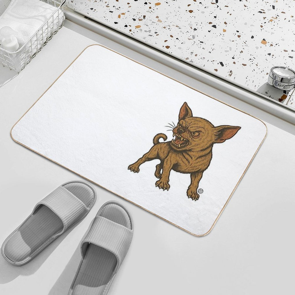 Fearless Japanese Style Angry Chihuahua - No Fear Vintage Japanese Yokai Style  High-Traffic Bath Mat