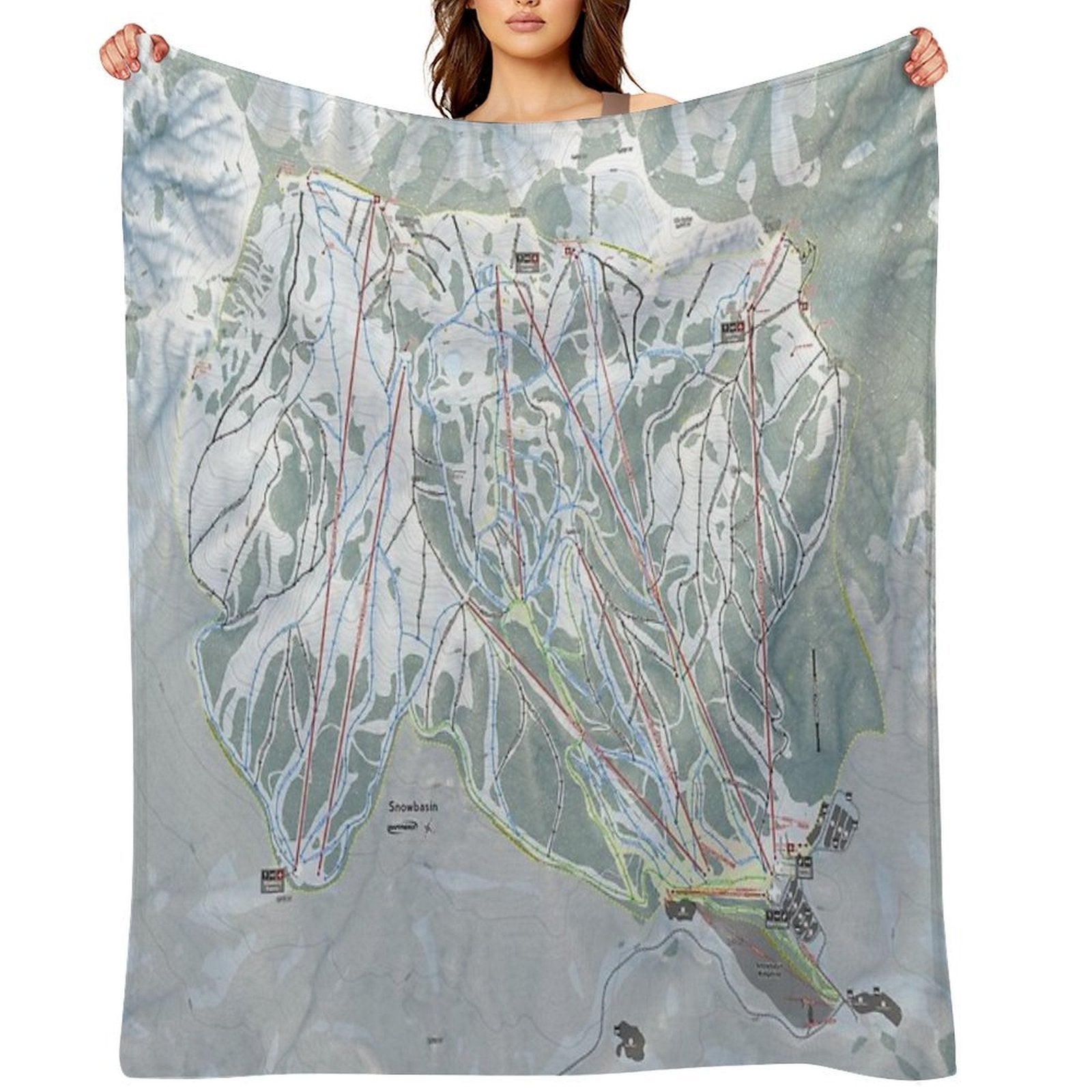 Snowbasin Resort Trail Map Comfort Throw Blanket