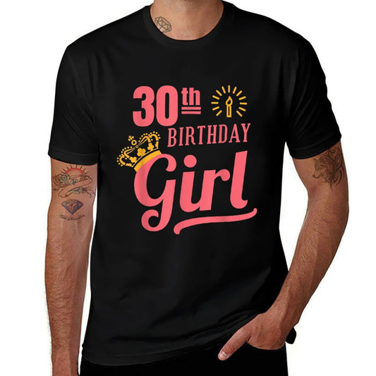 30 Th Birthday Girl 30th Birthdays  Rolled Sleeves T-Shirt