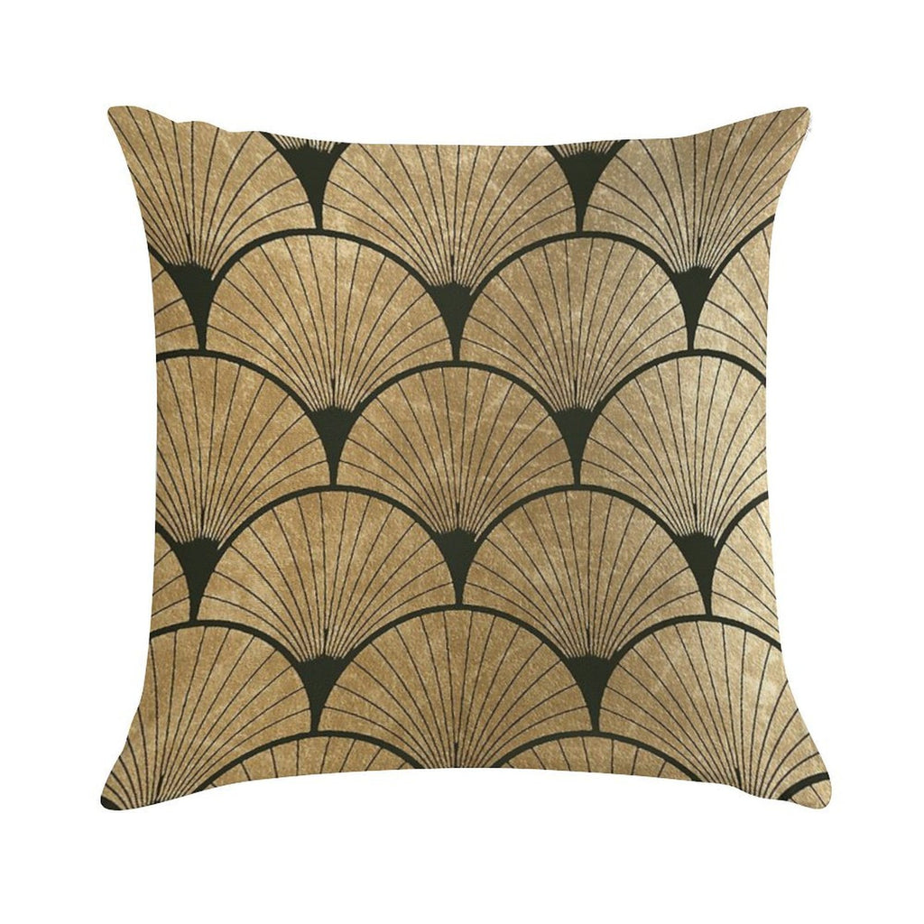Art Deco Elegance - Golden Fan Soft Decorative Cover Throw Pillow