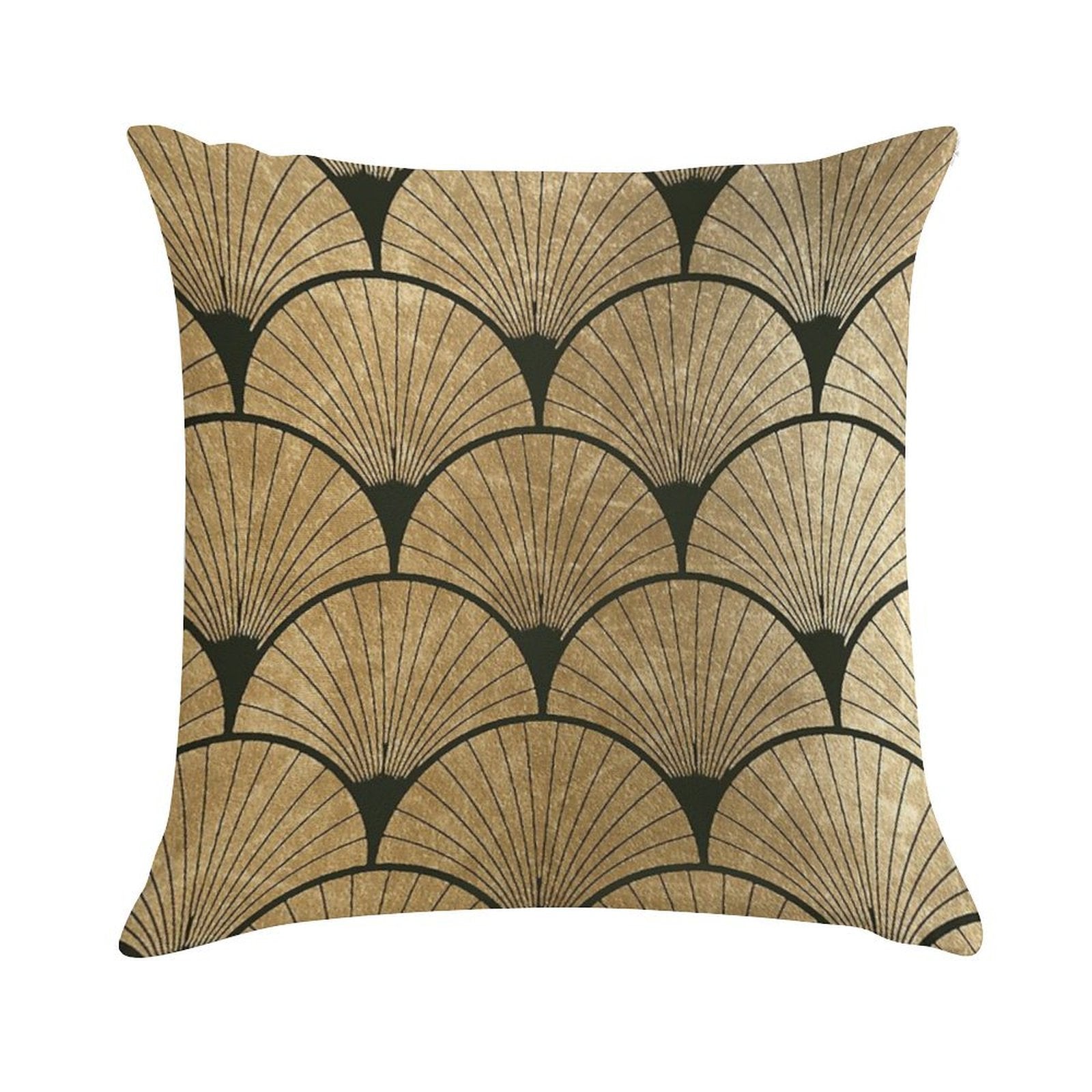 Art Deco Elegance - Golden Fan Soft Decorative Cover Throw Pillow