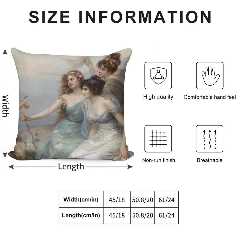 The Three Graces, by Edouard Bisson. Soft Decorative Cover Throw Pillow