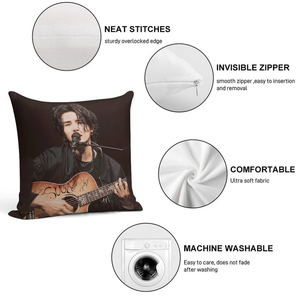 Min Yoongi Concert Soft Shrink-Resistant Throw Pillow