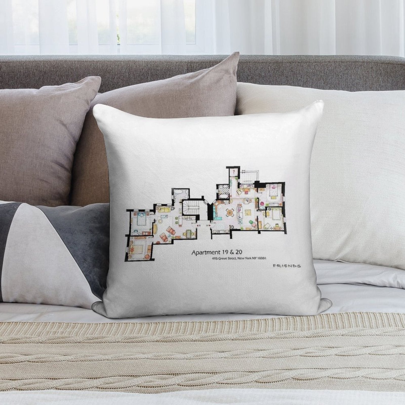 495 Grove Street, New York NY 10001 Soft Multiple Sizes Throw Pillow