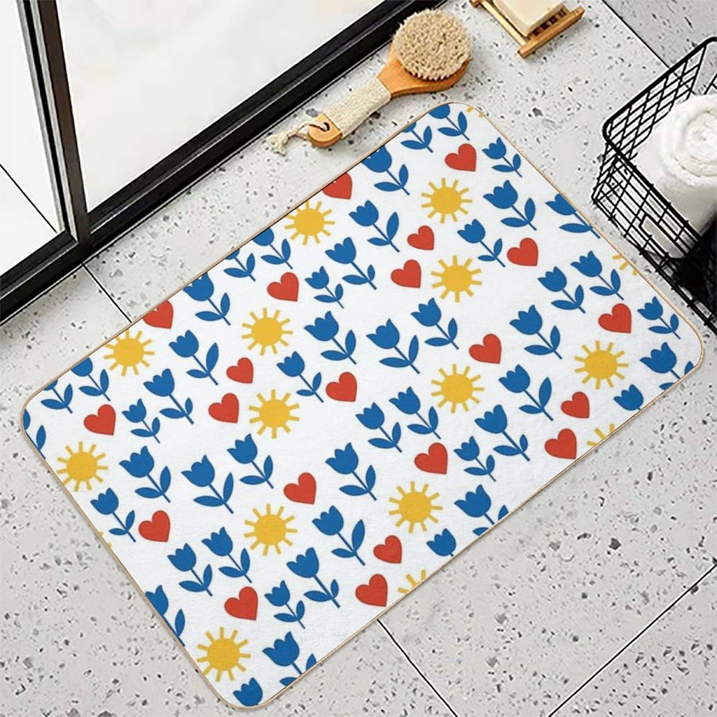 Sunshine & Love - Floral Pattern  Eco-Friendly Bath Mat