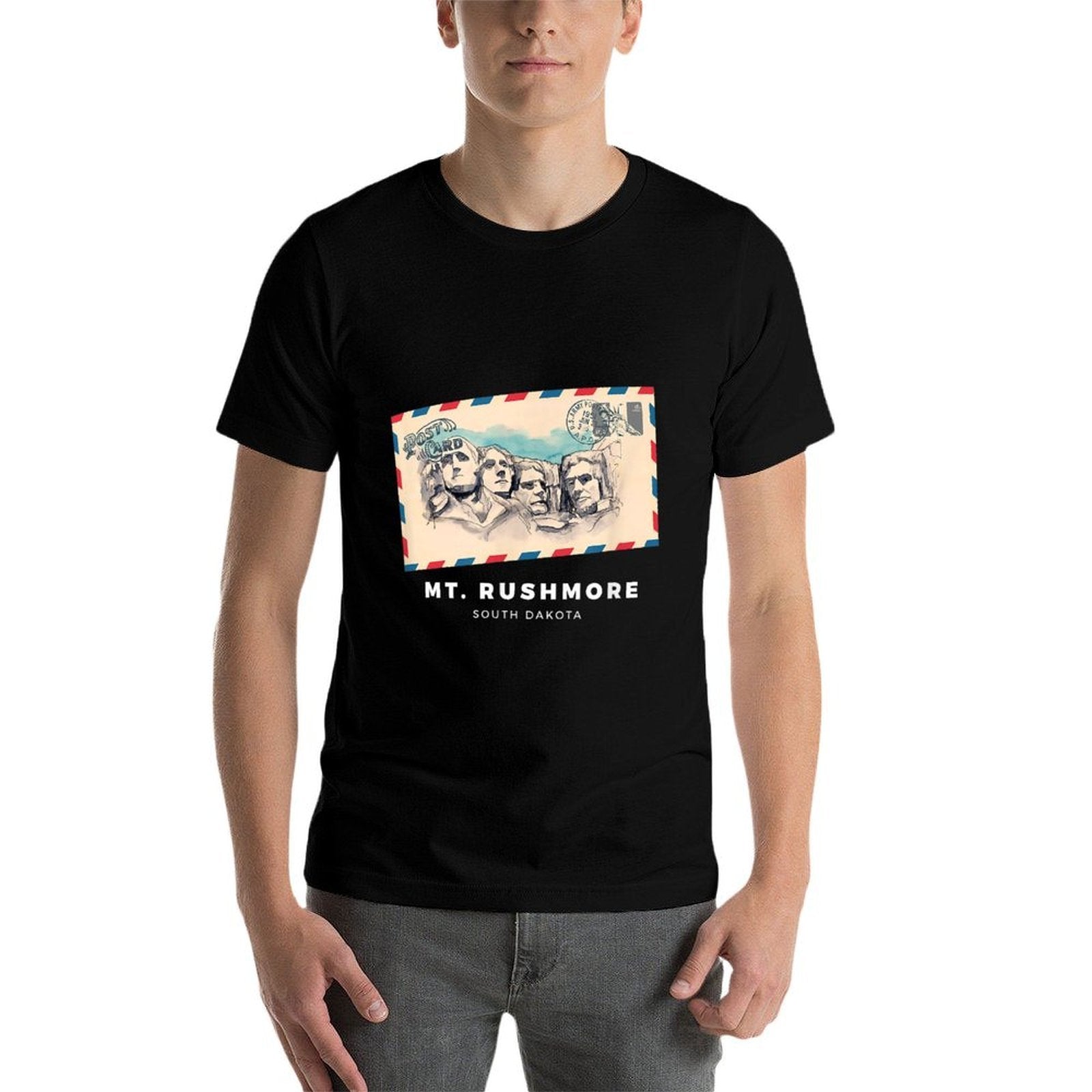 Vintage Watercolor Mt. Rushmore Postcard  Graphic-printed T-Shirt