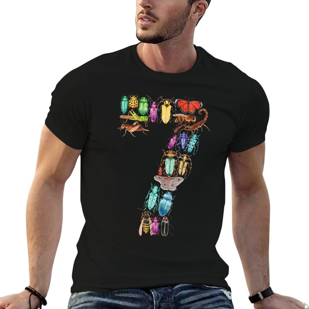 7th Birthday Bugs Insects Beetles Boys Kids 7 Years Old  Durable T-Shirt