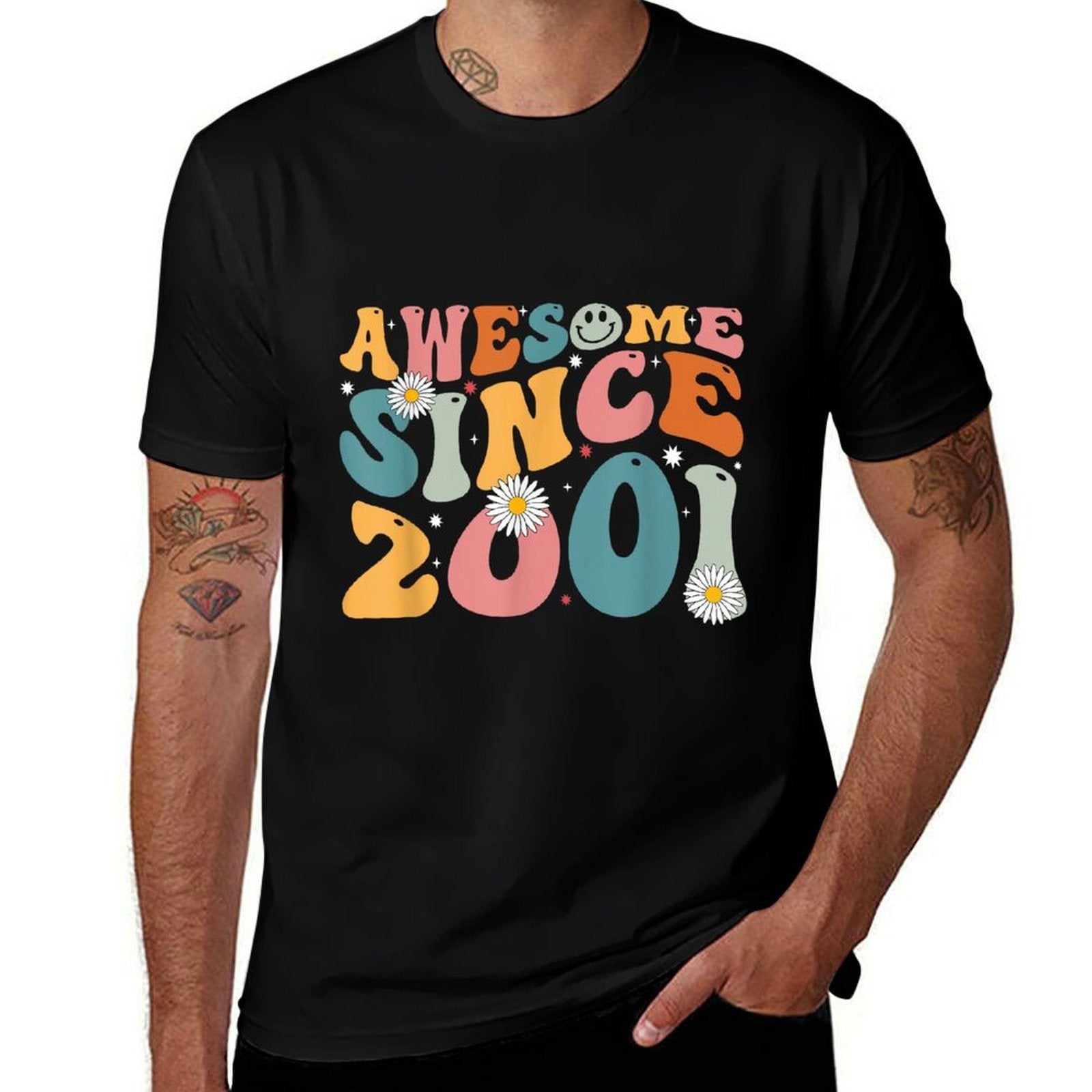 Awesome Since 2001 24th Birthday Retro Gifts Born In 2001  Moisture-wicking T-Shirt