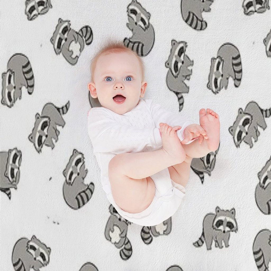 Raccoon Pattern Eco-conscious Throw Blanket