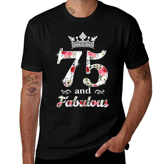 Womens 75 And Fabulous Queen 75th Birthday  Trendy Pattern T-Shirt