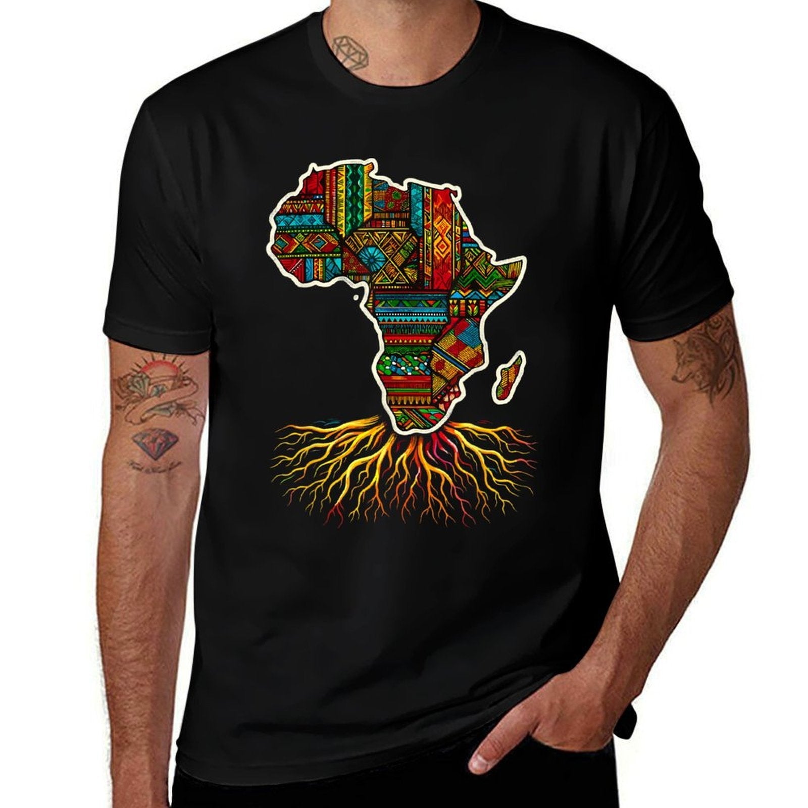 Africa Map African Roots Kente Clothes  Graphic-printed T-Shirt