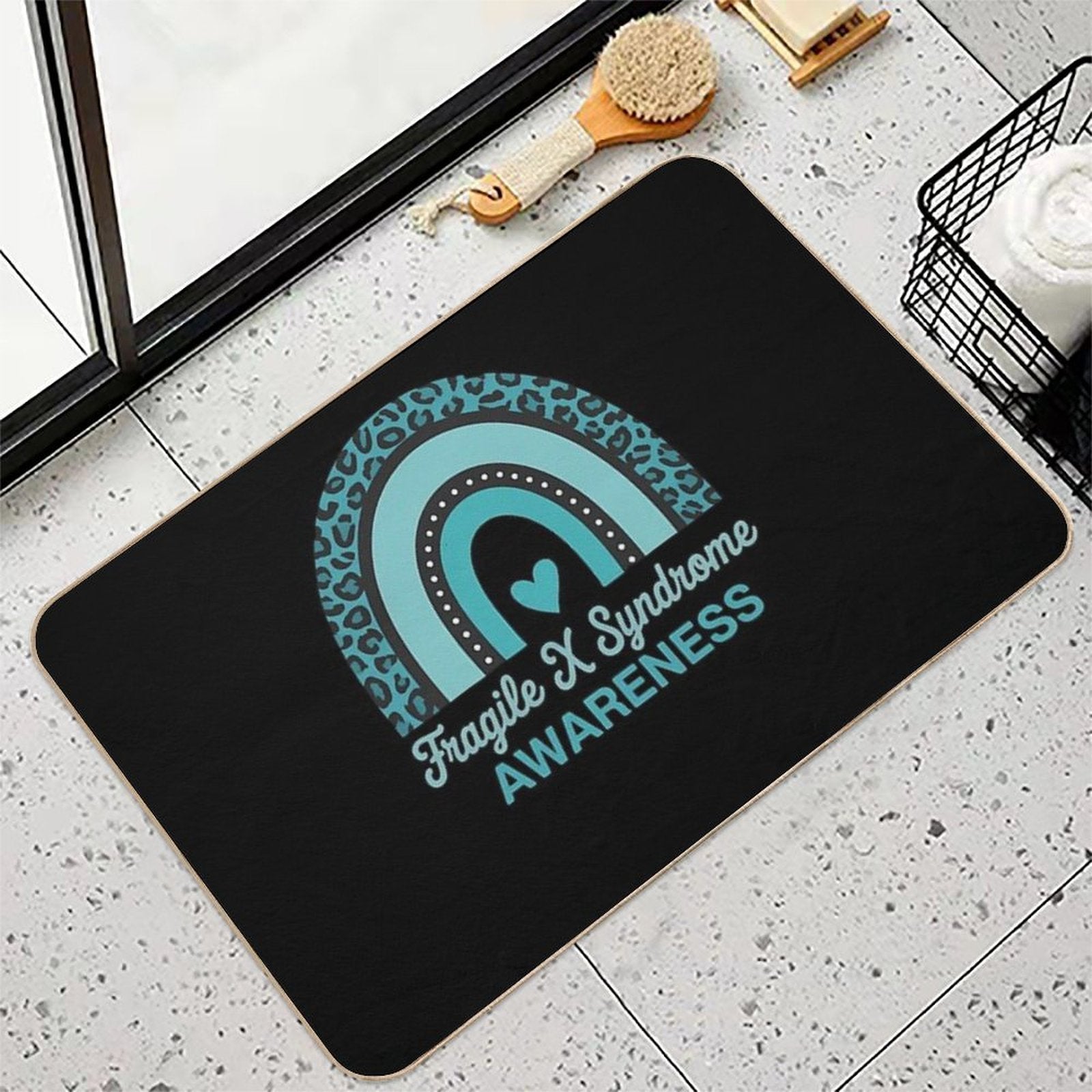 1 We Wear Teal Rainbow Awsewome Fragile X Syndrome Awareness  Versatile Bath Mat