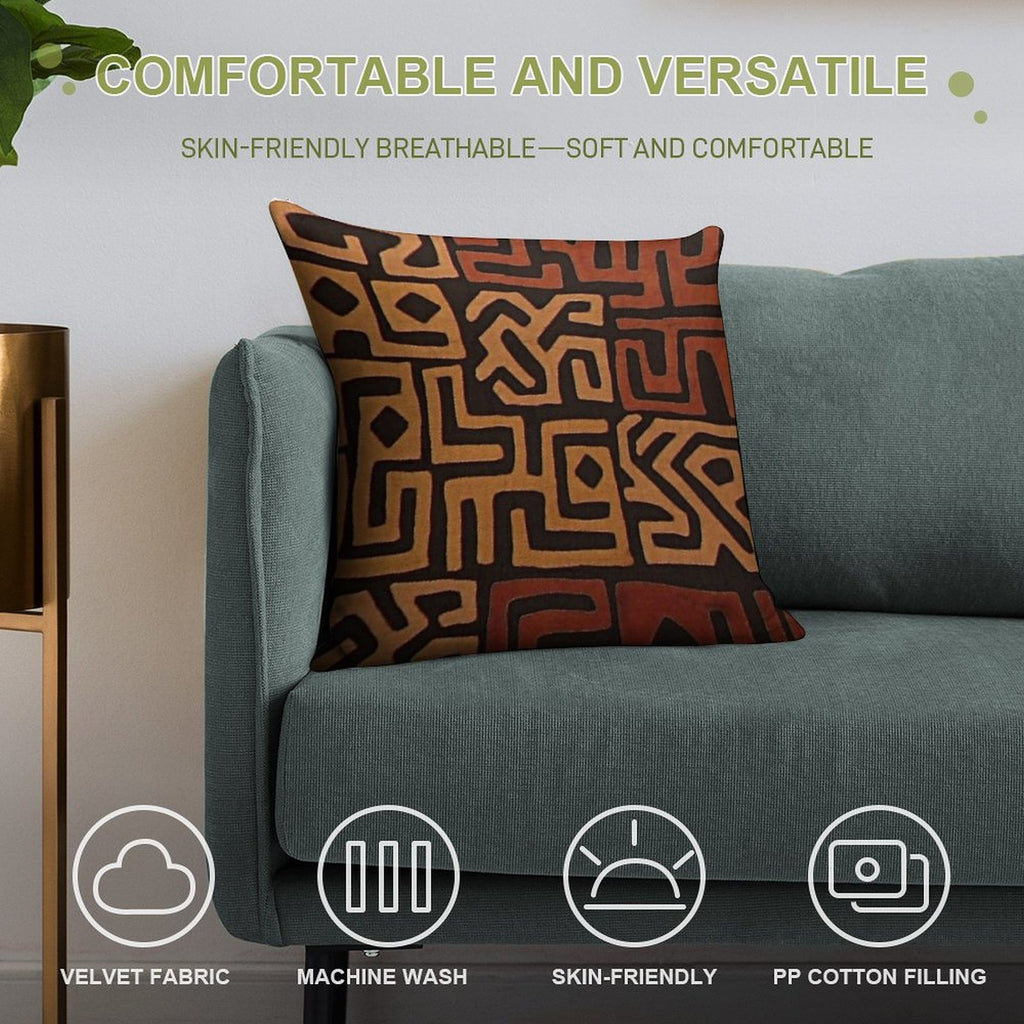 African Mudcloth Pattern Soft Style Accent Throw Pillow