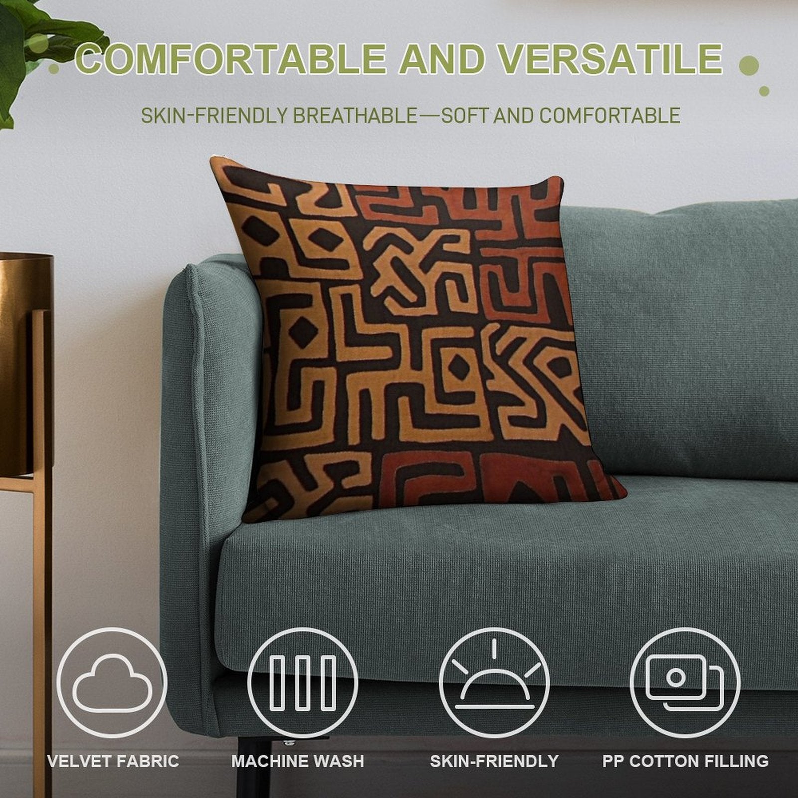 African Mudcloth Pattern Soft Style Accent Throw Pillow