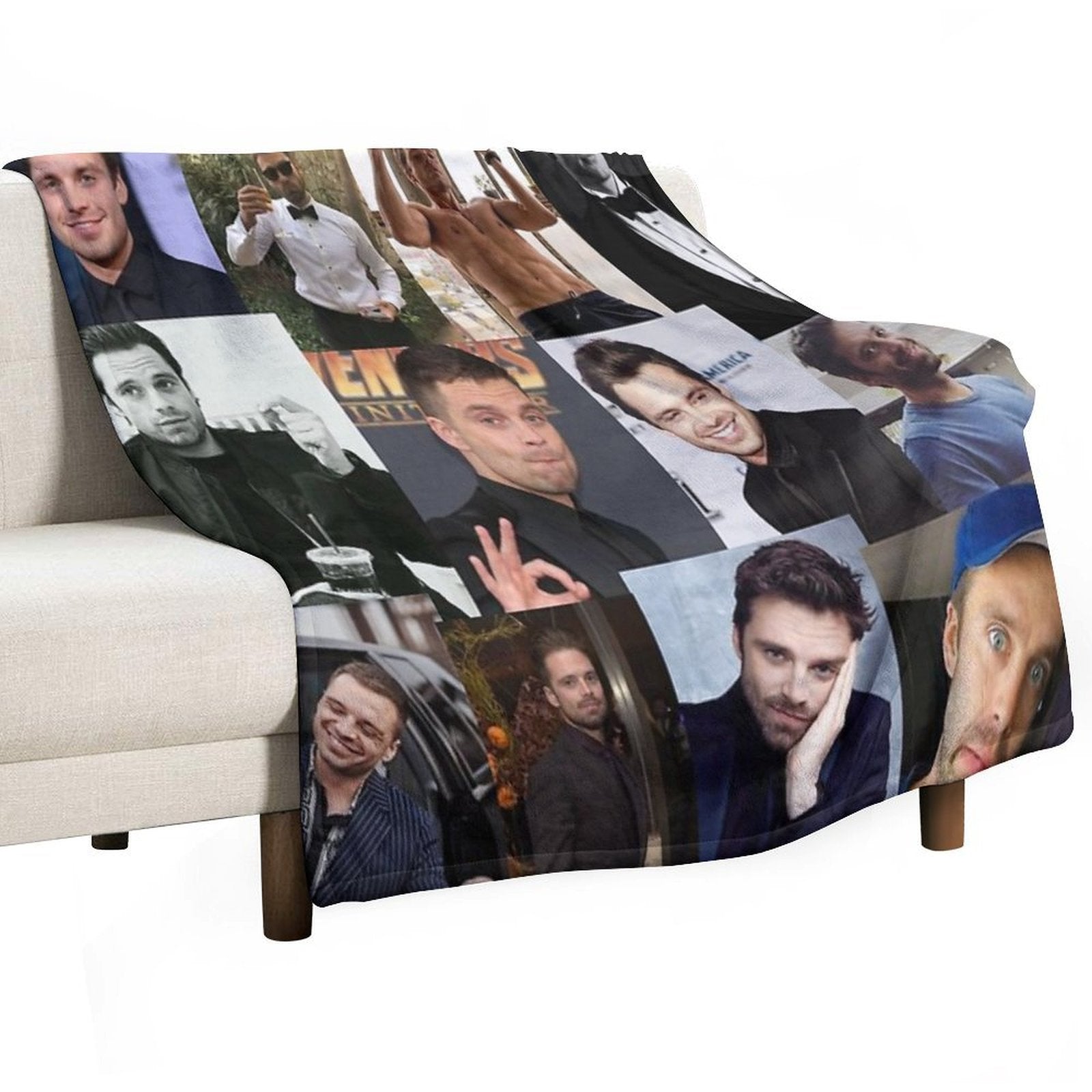 Sebastian Stan Pic Collage Lightweight Throw Blanket