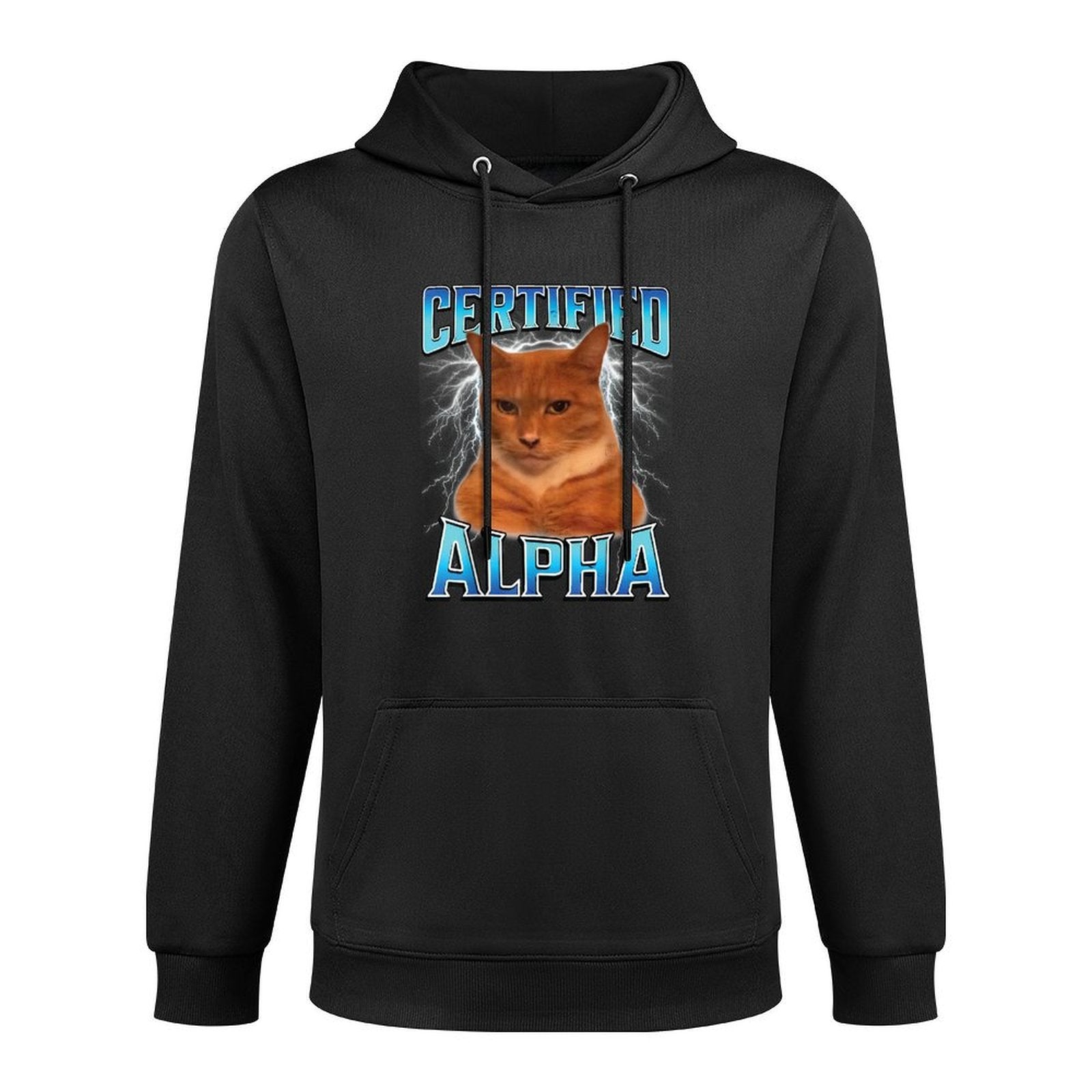 Certified Alpha Funny Staring Cat Meme Sarcastic Silly Cat for Men Women Kids Machine Washable Hoodie