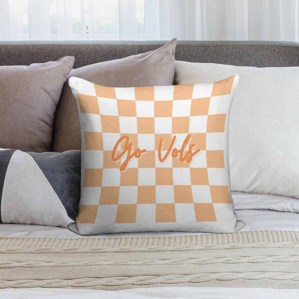 Go Vols Orange And White Checkerboard Soft Durable Construction Throw Pillow
