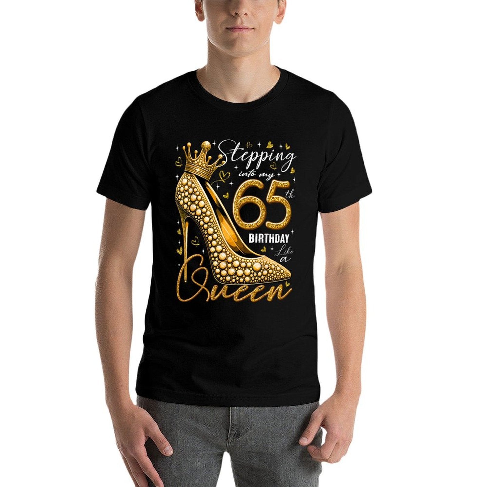 65 Year Old Gifts High Heels Stepping Into My 65th Birthday  Trendy Pattern T-Shirt