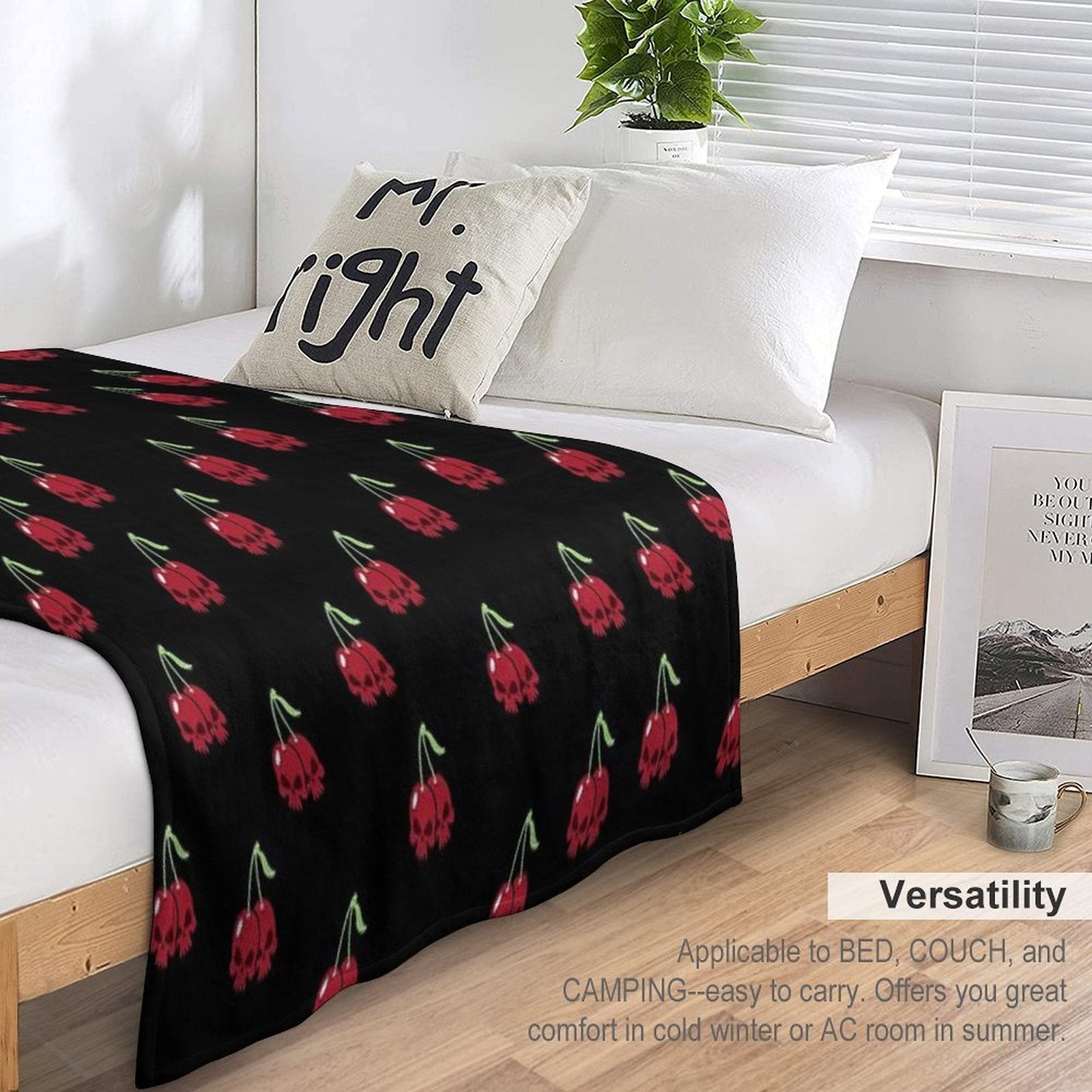Cherry Skulls Shrink-resistant Throw Blanket