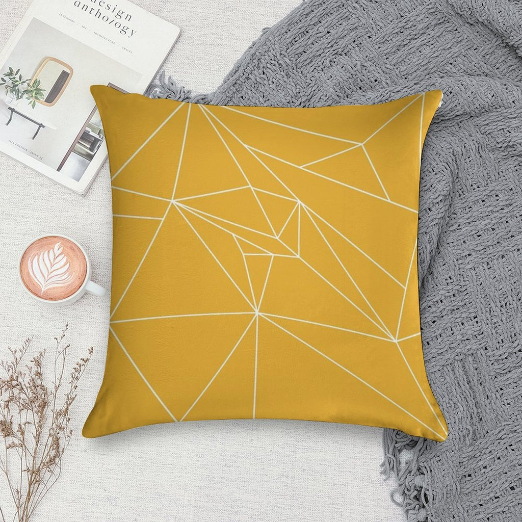 Yellow And White Geometric Lines Soft Anti-Pilling Throw Pillow