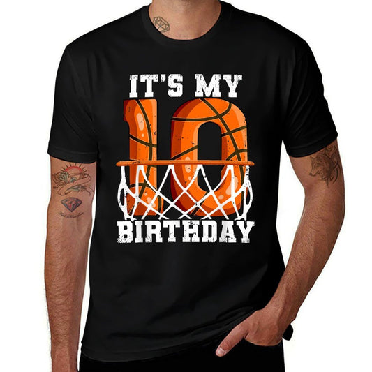 10th Birthday Basketball, Small  Trendy Pattern T-Shirt