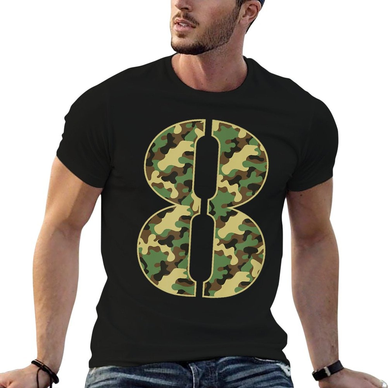 8th Birthday Soldier 8 Year Old Military Themed Camo  Easy-care T-Shirt
