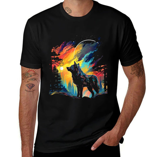 Wolf Nature Art Animal Colorful Abstract Graphic Wolf  Easy-care T-Shirt