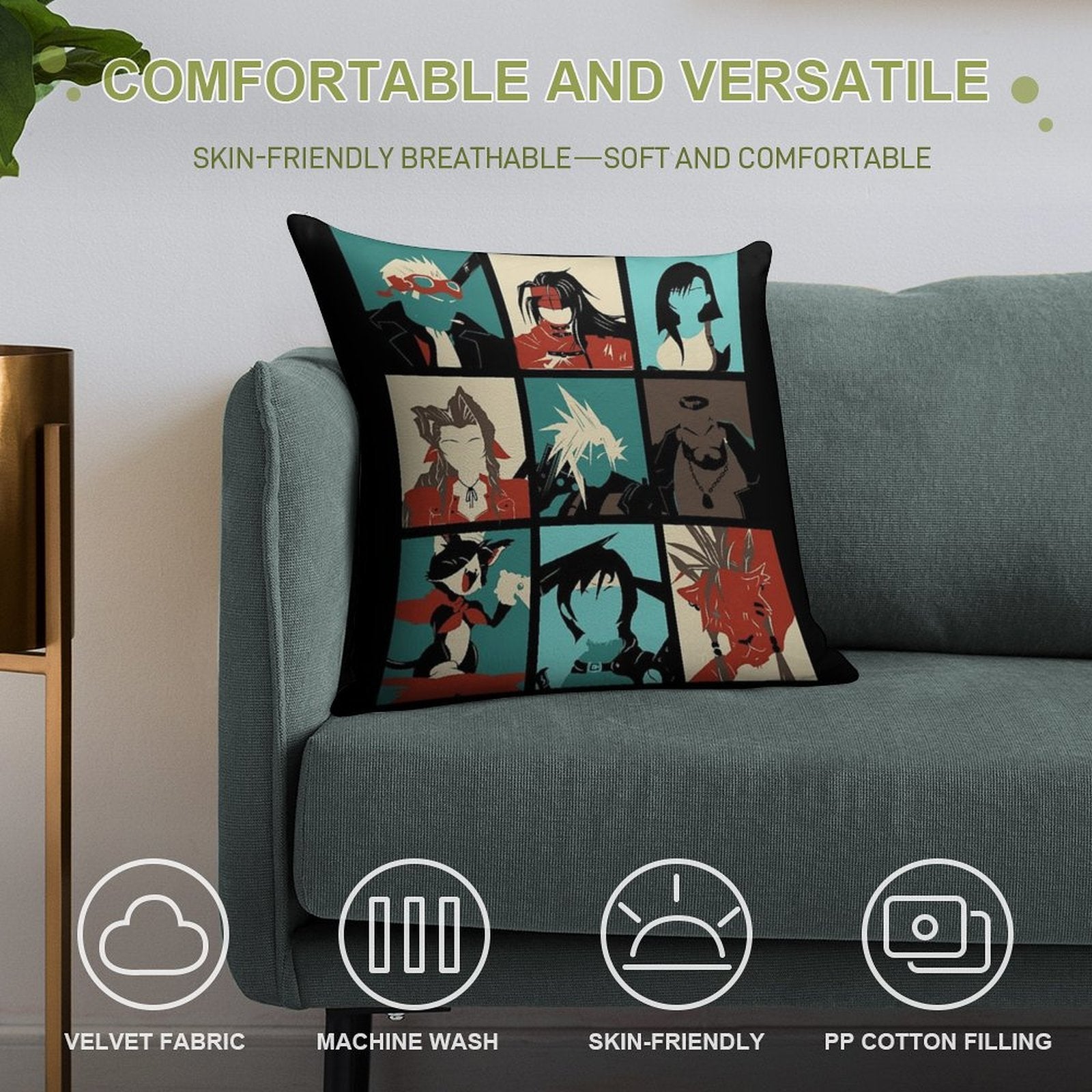 Fantasy Final Seven Soft Luxury Feel Throw Pillow