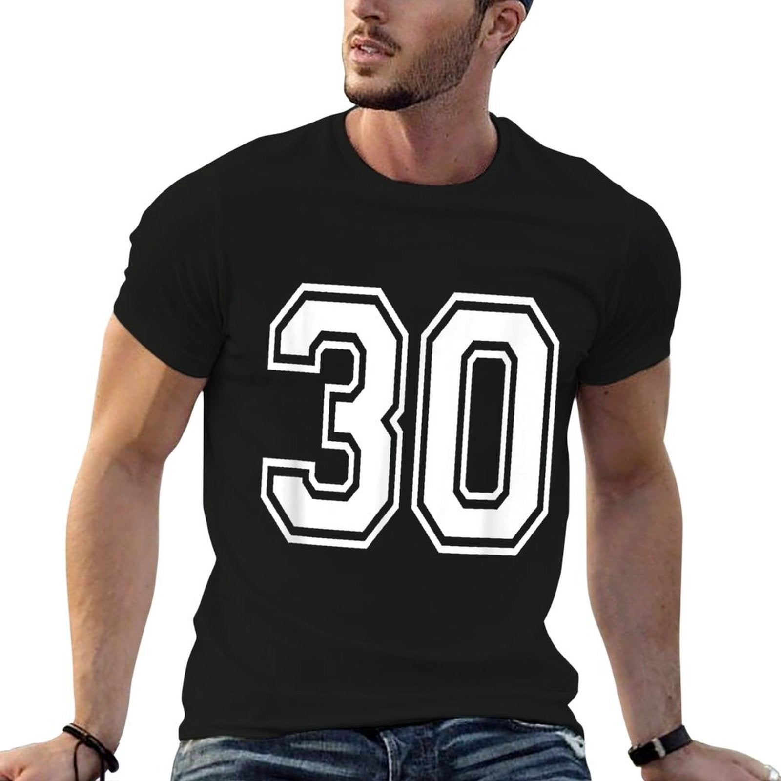 Number 30 Numbered Uniform Sports Jersey Team 30th Birthday  Rolled Sleeves T-Shirt