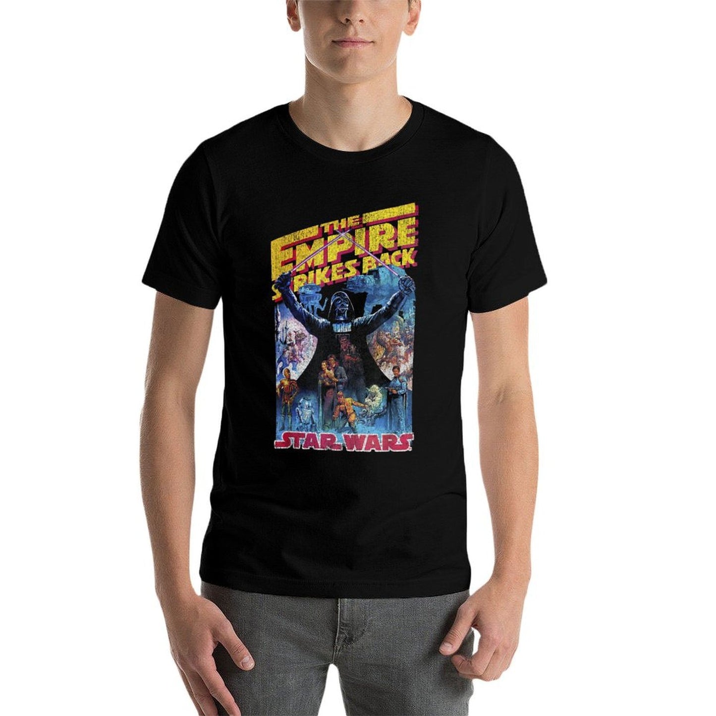 Star Wars Empire Strikes Back Retro Poster  High-quality Stitching T-Shirt
