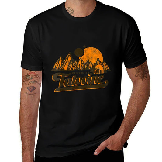 Star Wars Classic Welcome To Tatooine Landscape Distressed  Trendy Pattern T-Shirt
