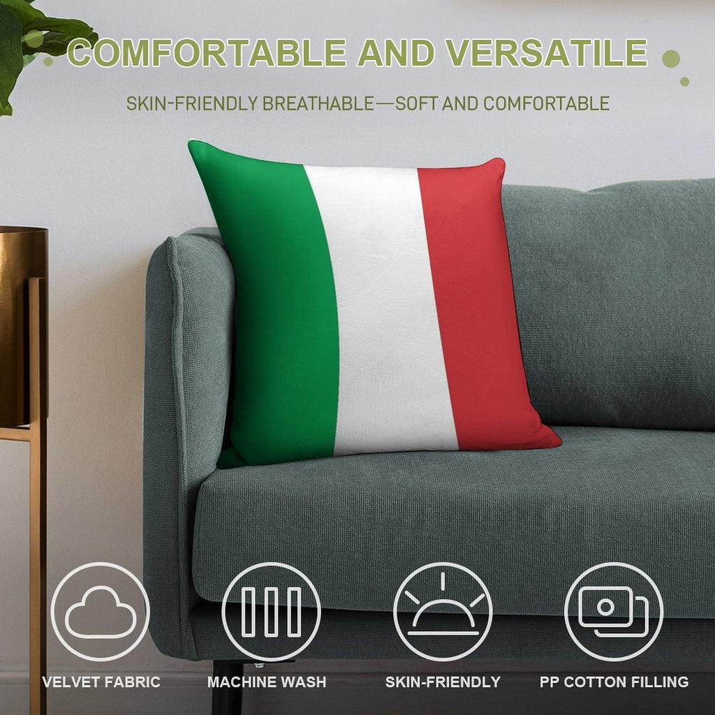 Flag of Italy - Italian Flag Soft Fade-Resistant Throw Pillow