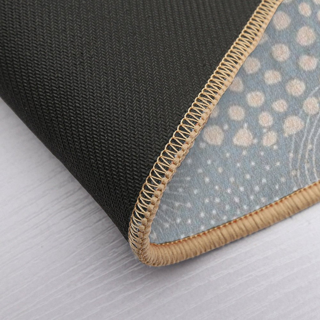 Blue  Abstract Geometric Repeat Pattern  Toxin-Free Bath Mat