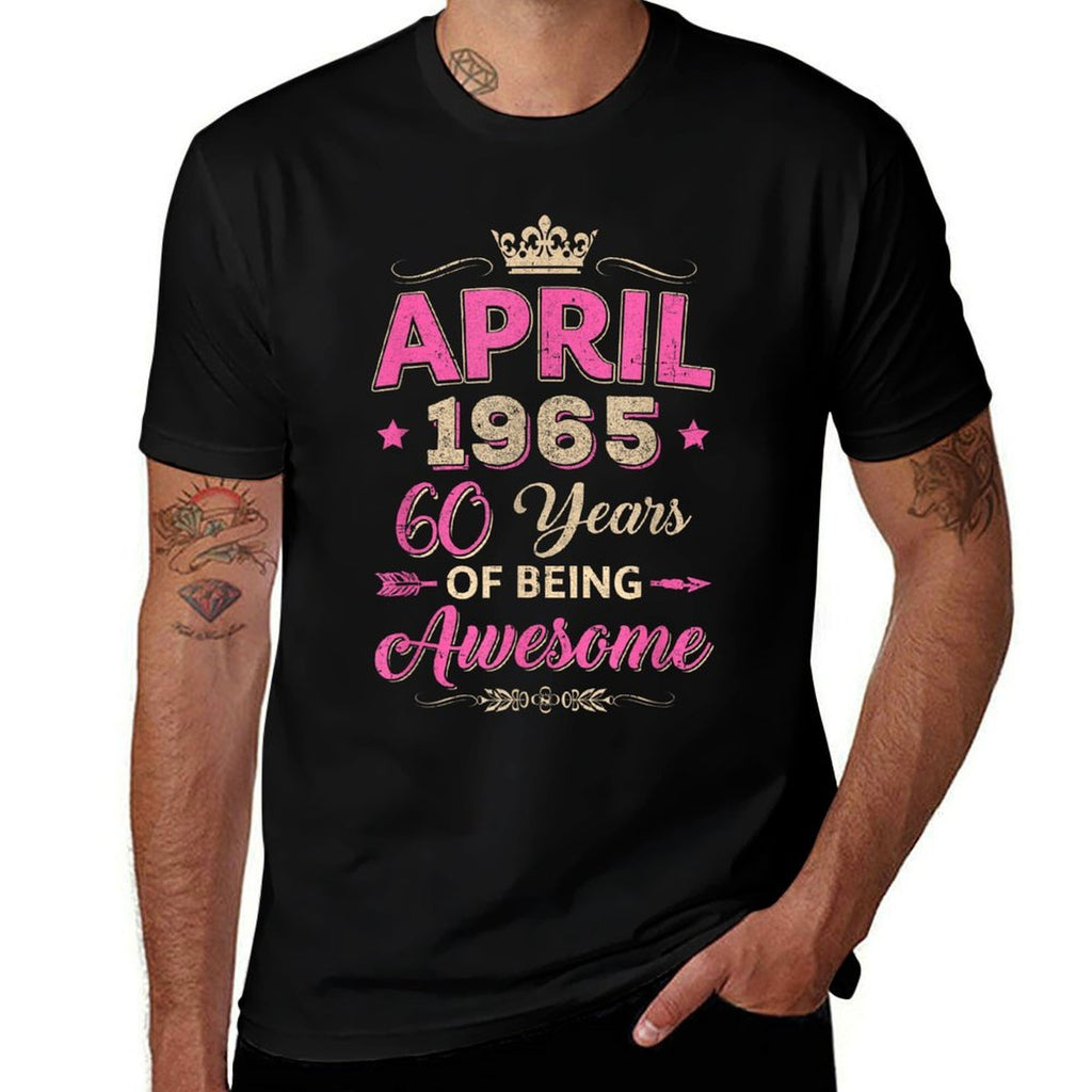 April 1965 60 Years Of Being Awesome Retro 60Th Birthday  Trendy Pattern T-Shirt