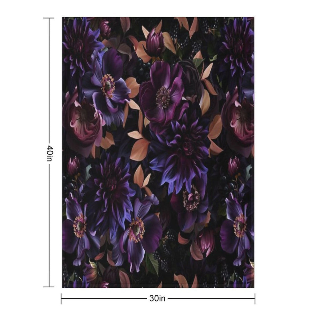 Mystic Moody Dark Florals Nightgarden Compact Throw Blanket
