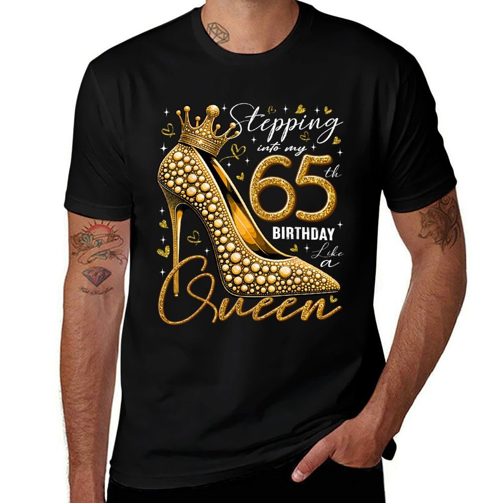 65 Year Old Gifts High Heels Stepping Into My 65th Birthday  Trendy Pattern T-Shirt