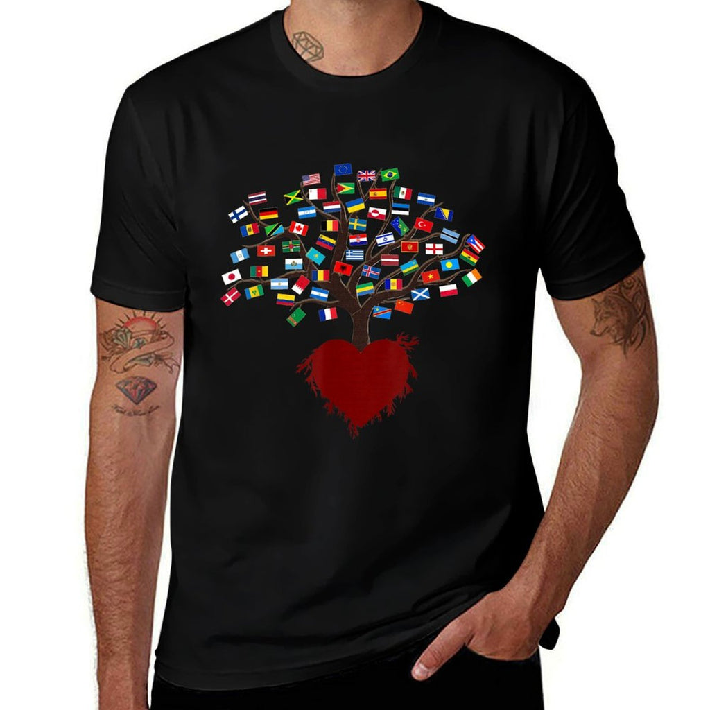 Heart Ands of The Countries of The World, Worlds  Wrinkle-resistant T-Shirt