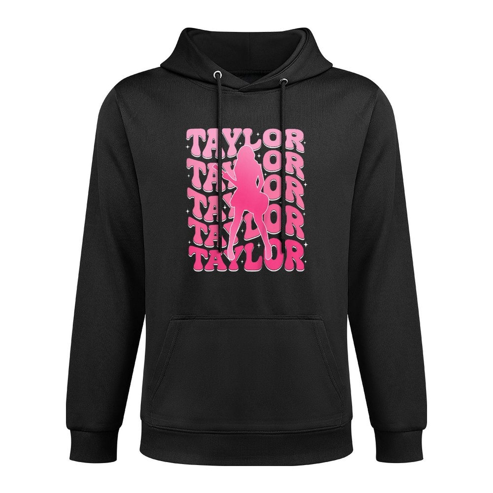 Kids Girl Retro Taylor First Name Personalized Groovy 80s Pink Layering Staple Hoodie
