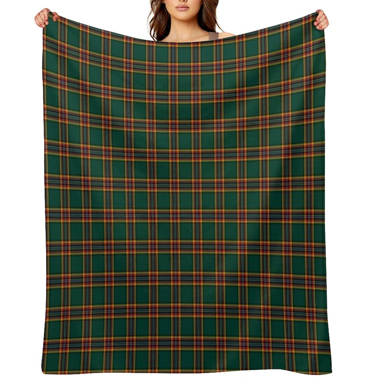 Moran Tartan Forest Green Irish Plaid Premium Throw Blanket