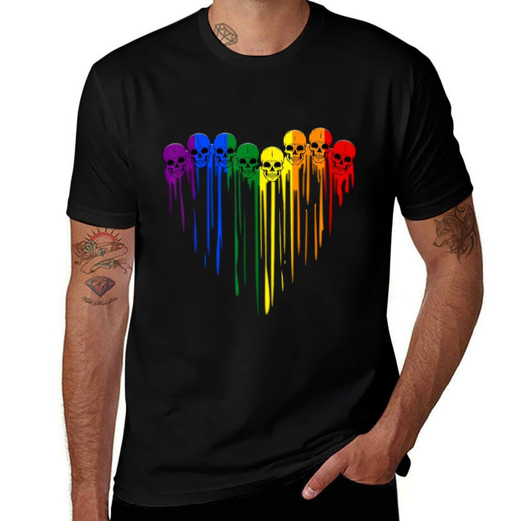 LGBT Gay Pride Skull Rainbow Heart LGBT Support  Versatile T-Shirt