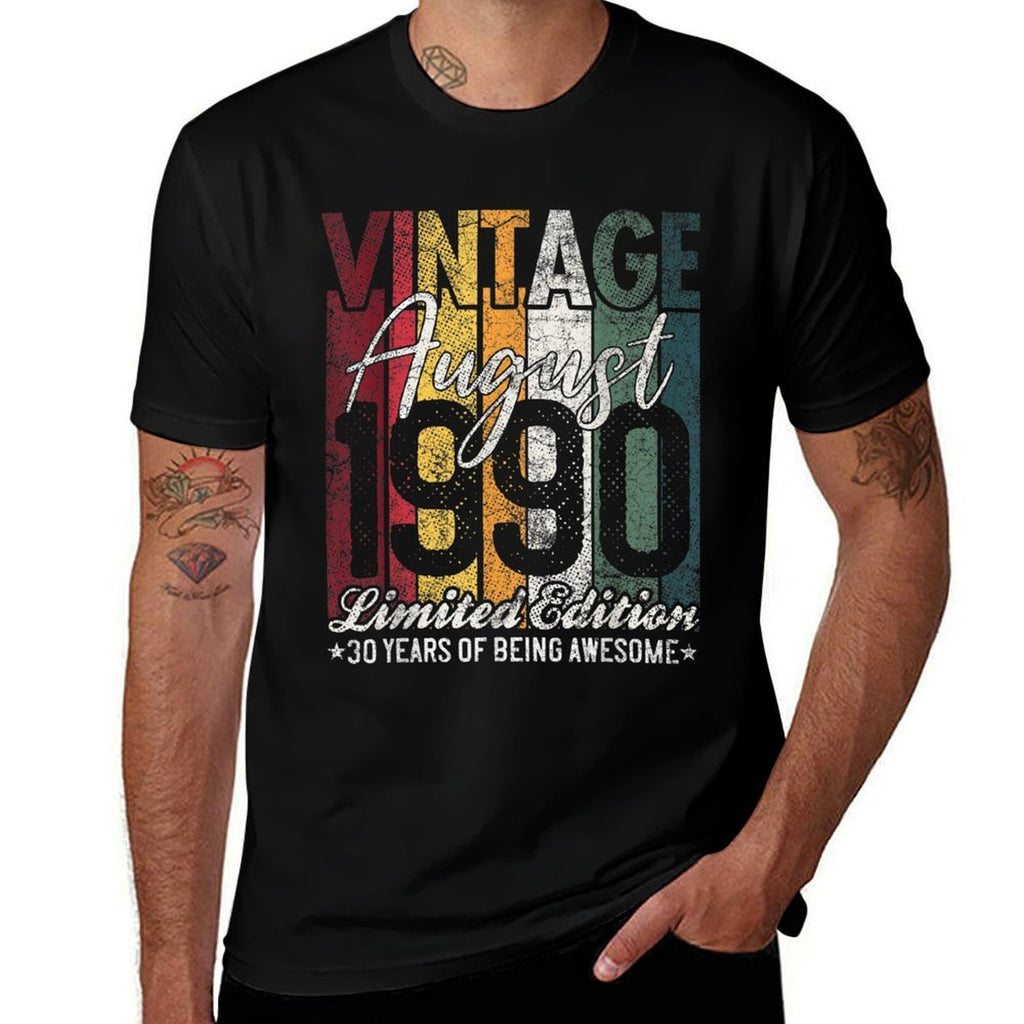 Vintage August 1990 30 Years of Being Awesome 30th Birthday  Durable T-Shirt