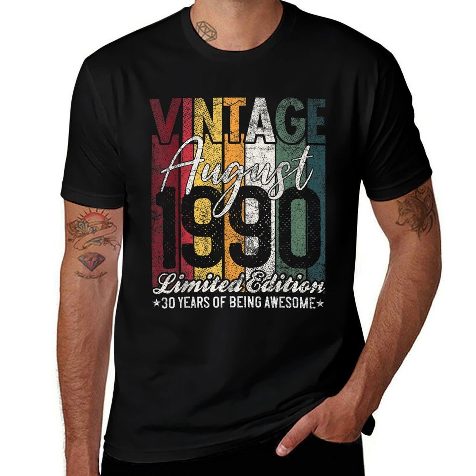 Vintage August 1990 30 Years of Being Awesome 30th Birthday  Durable T-Shirt