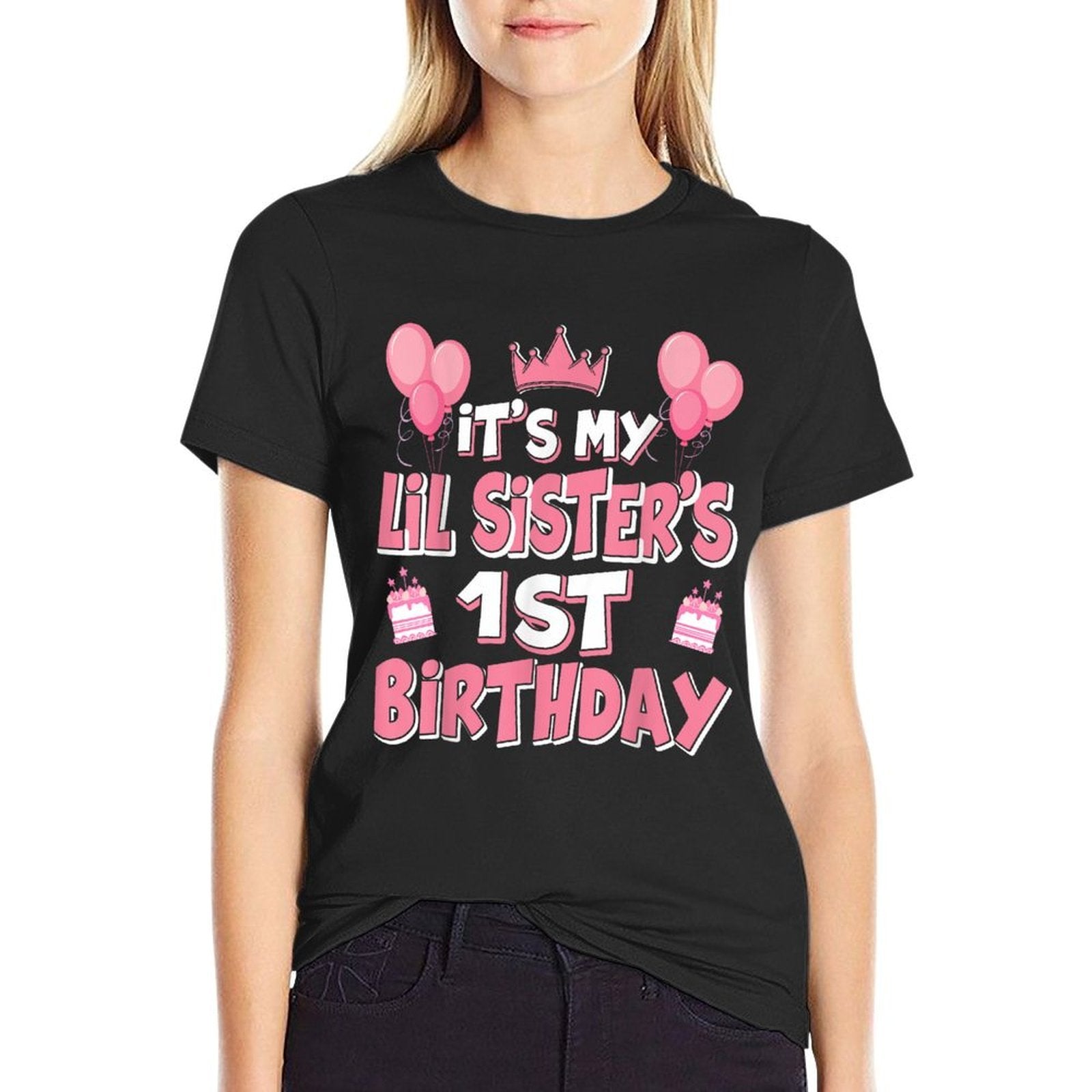 Balloons Its My Lil Sisters 1st Birthday 2024 1 Years Old  Tagless Design T-Shirt