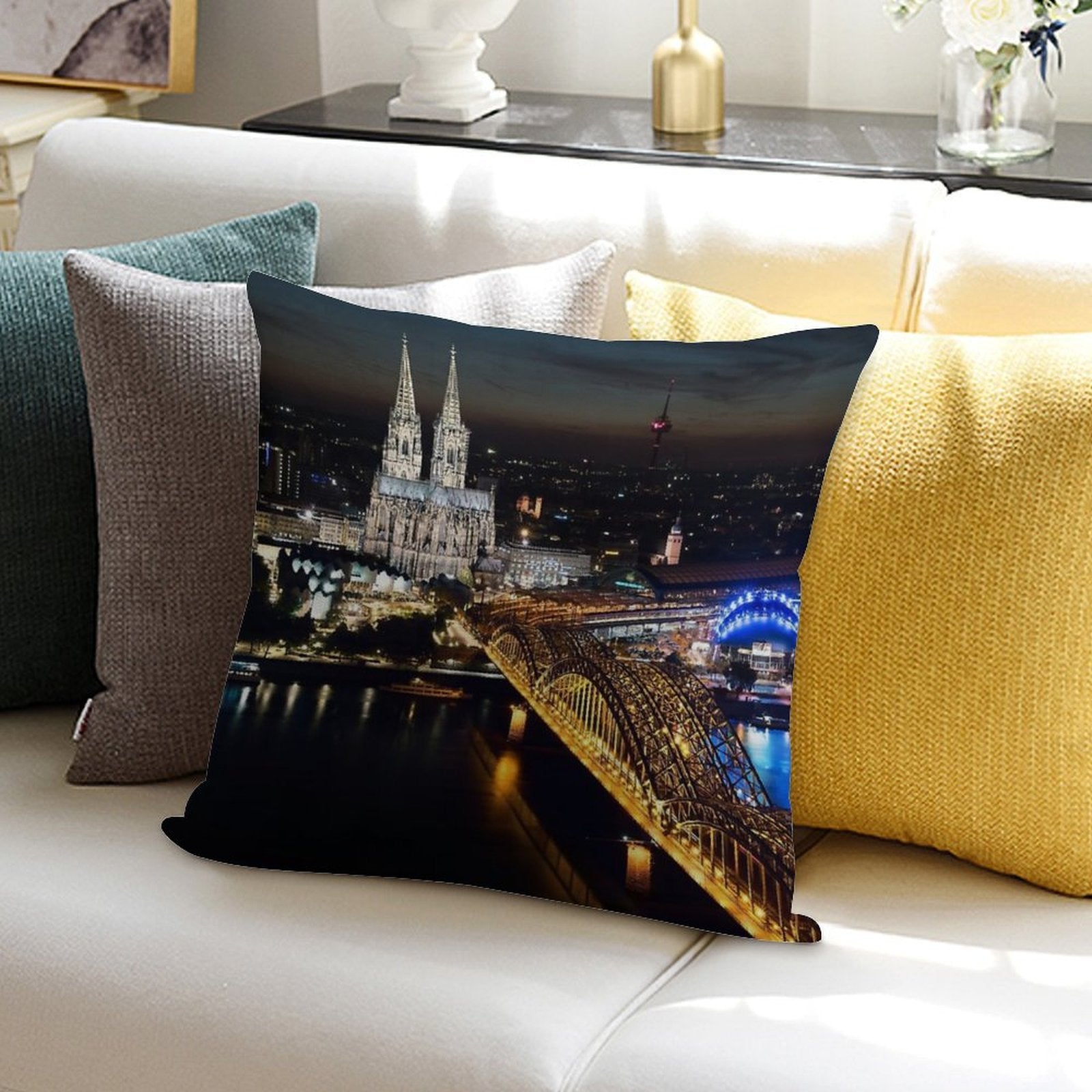 Cologne Cathedral Soft Durable Construction Throw Pillow