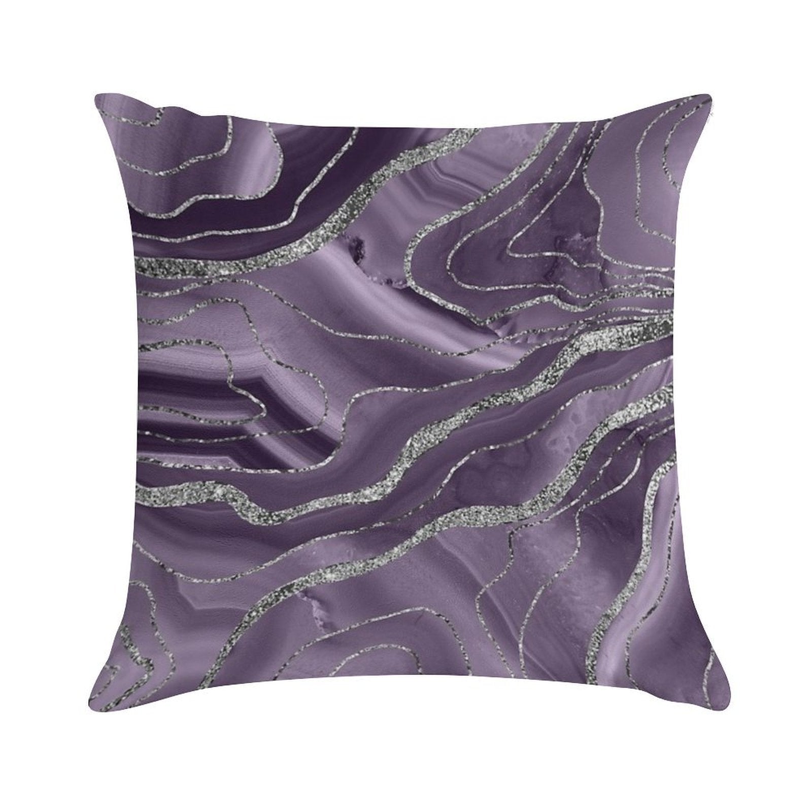 Lavender Agate Silver Glam #1 (Photo of Glitter Only - Not Reflective) Soft Hidden Zipper Throw Pillow