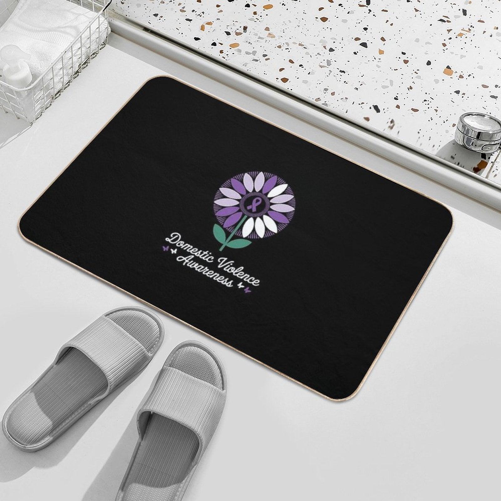 1 Sunflower Domestic Violence Awareness Month  High-Traffic Bath Mat
