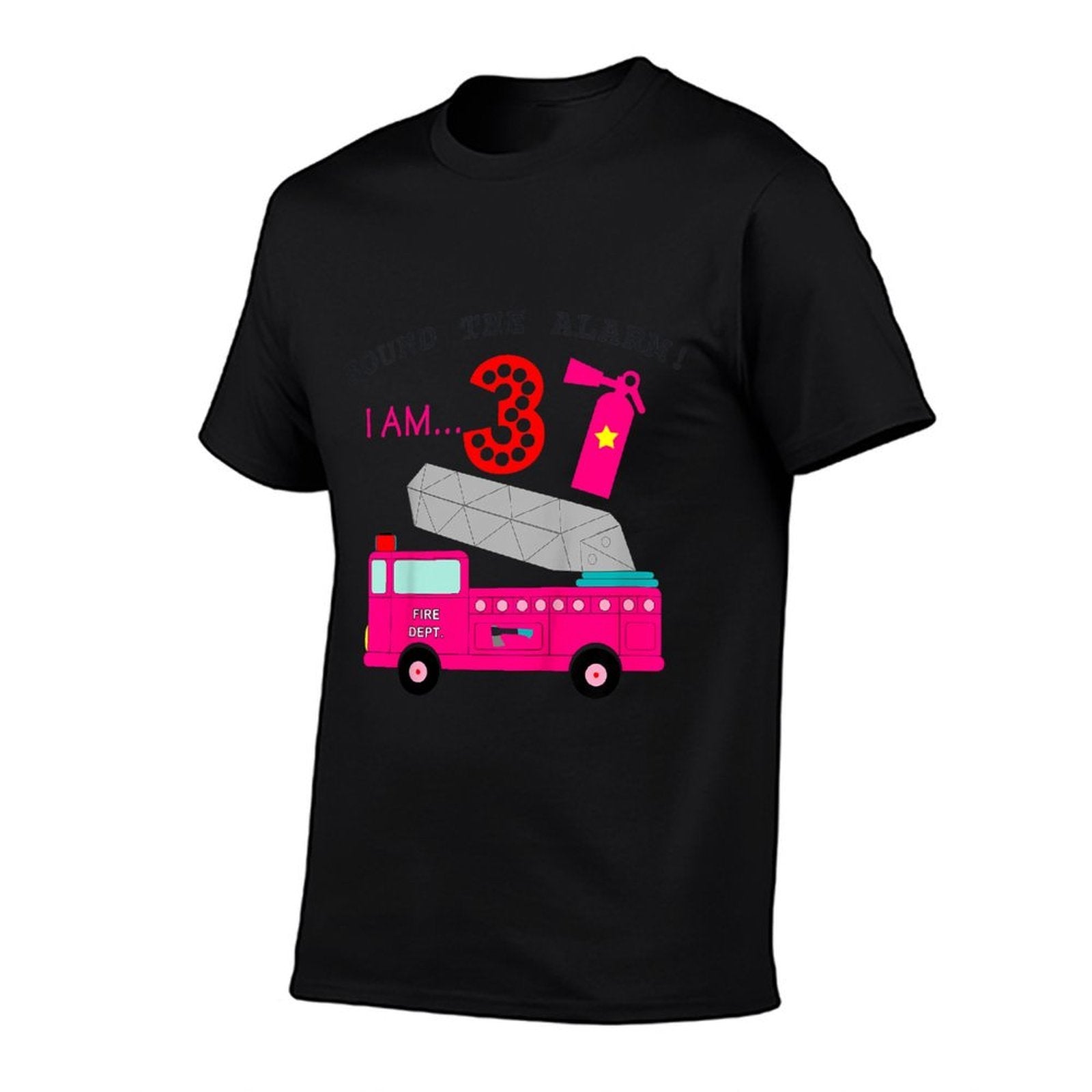 Kids Birthday Girls 3 Pink Fire Truck Three Year Old Third Party  Durable T-Shirt