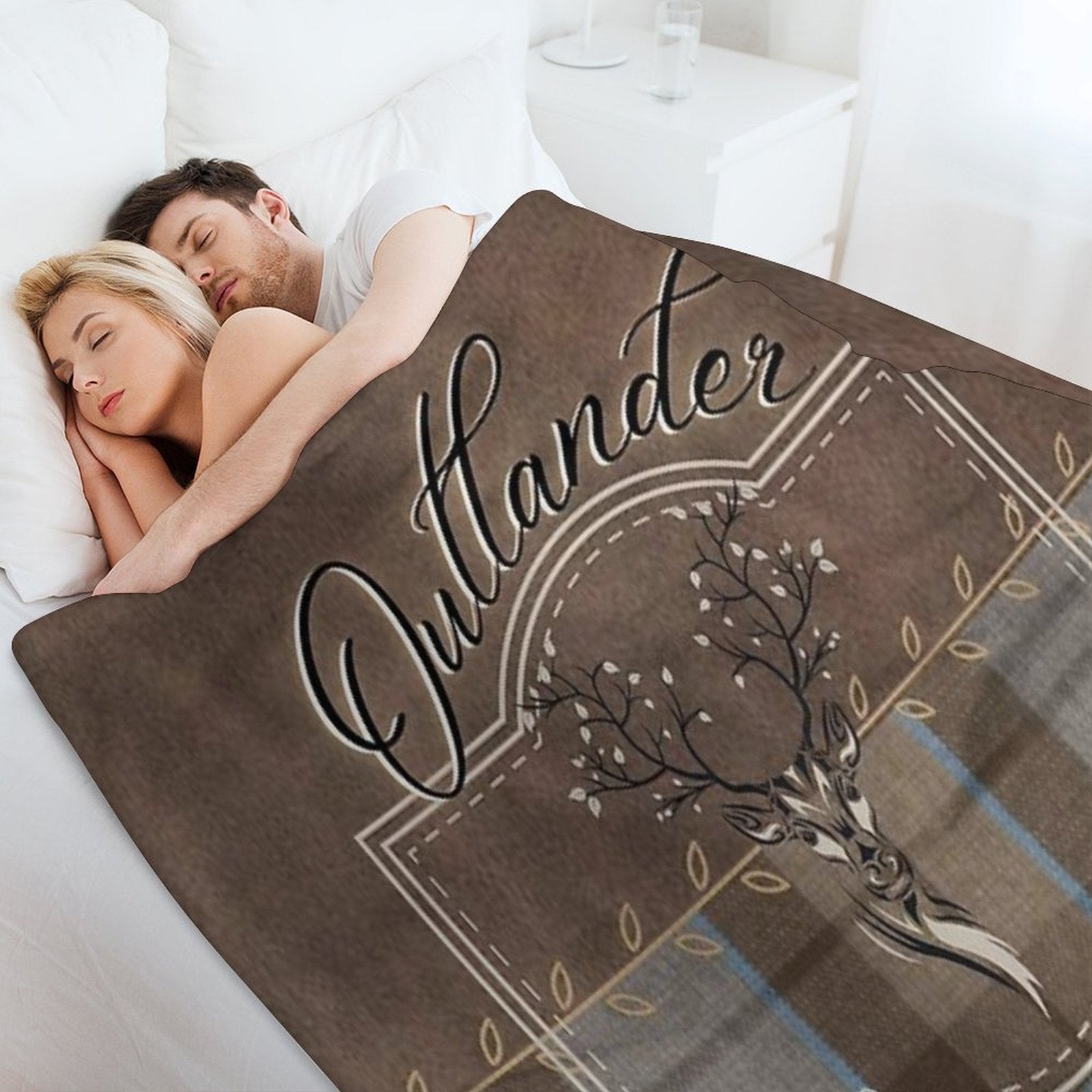 Outlander - Leather And Tartan with Stag Durable Throw Blanket