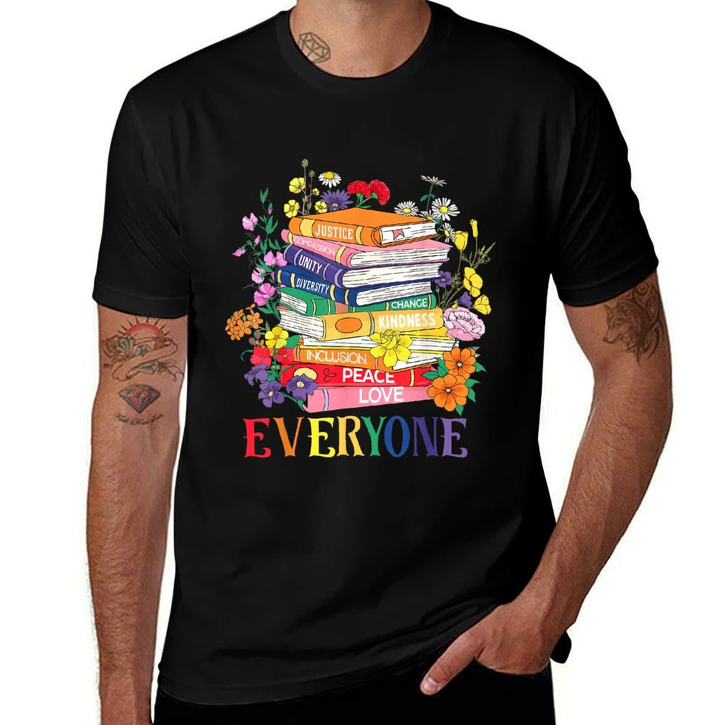 Floral Book Everyone LGBT Gay Lesbian Rights Trans Pride  Stretchy T-Shirt