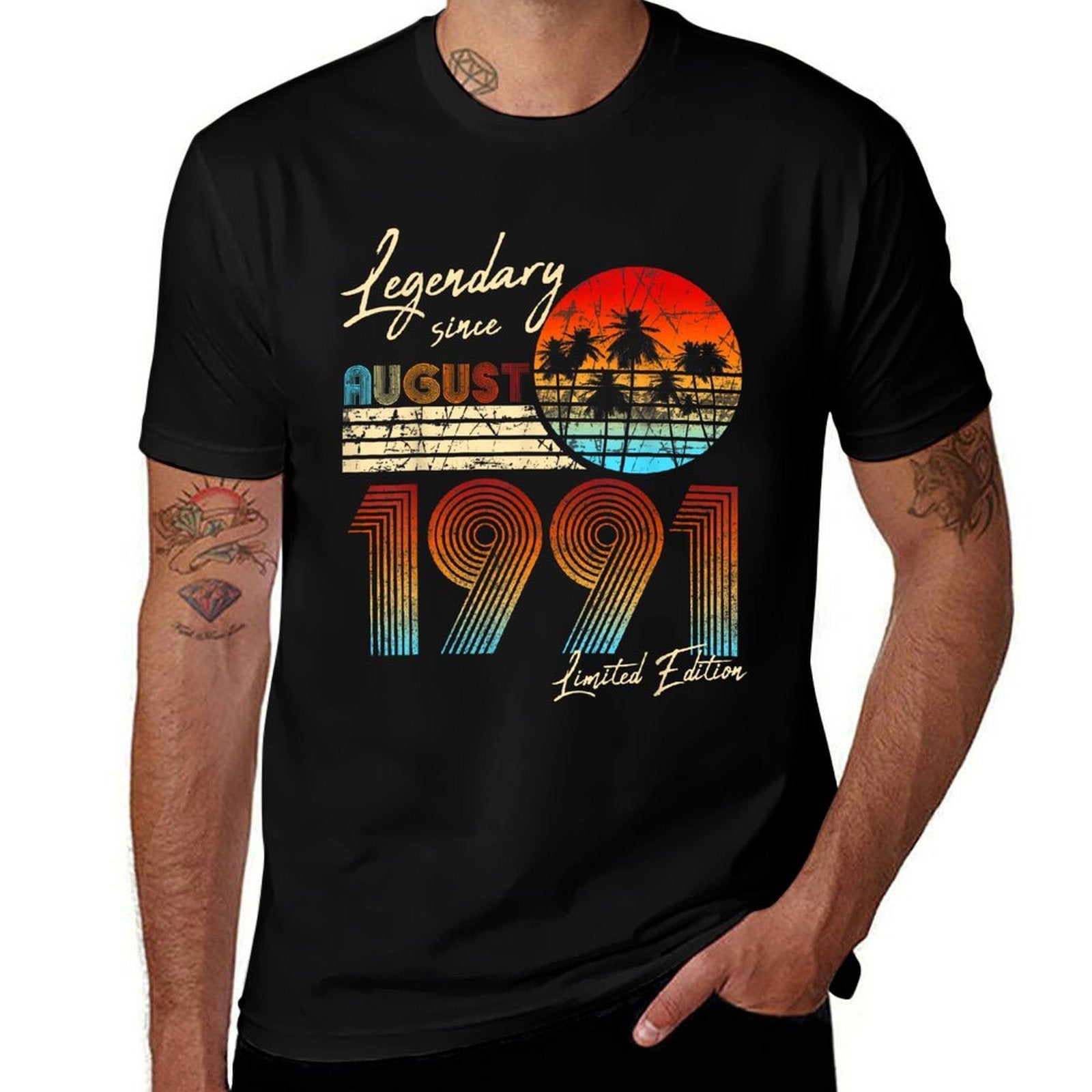 Legendary Since Bday August 1991 Vintage 30th Birthday  Oversized Silhouette T-Shirt